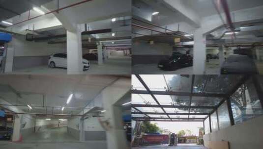 私家车汽车开出小区地下车库空镜头高清在线视频素材下载