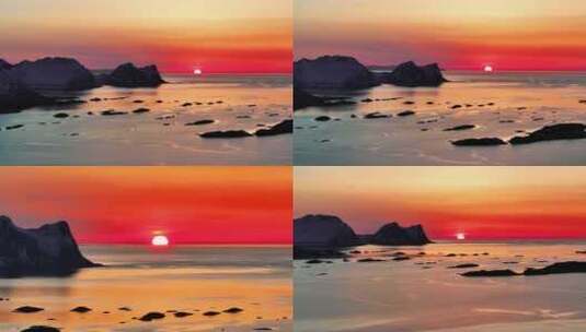 4K航拍挪威塞尼亚岛日出无限美景高清在线视频素材下载