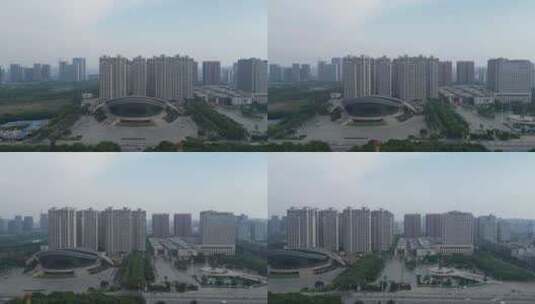 航拍湖北襄阳市体育运动中心高清在线视频素材下载