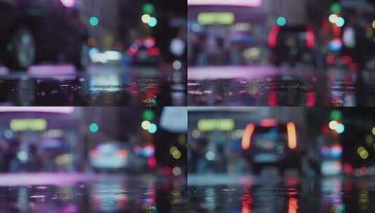 夜，模糊，城市，雨高清在线视频素材下载