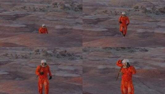 沙漠，宇航员，宇航员头盔，宇航员服高清在线视频素材下载