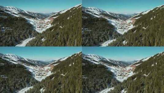 天线，滑雪场，雪地，山峰高清在线视频素材下载