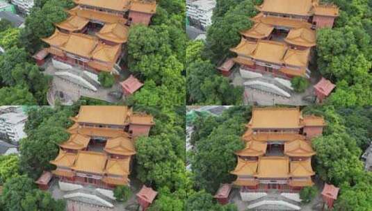 航拍衡阳回雁峰景区雁峰烟雨雁峰寺高清在线视频素材下载