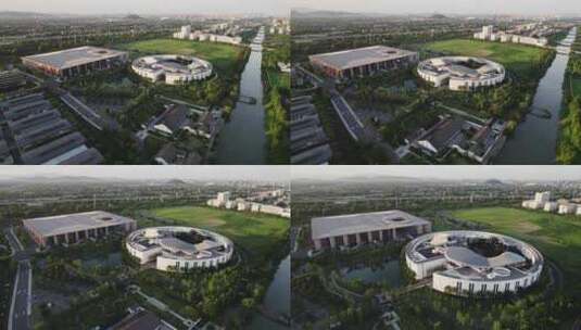 杭州未来科技城湖畔创研中心航拍高清在线视频素材下载