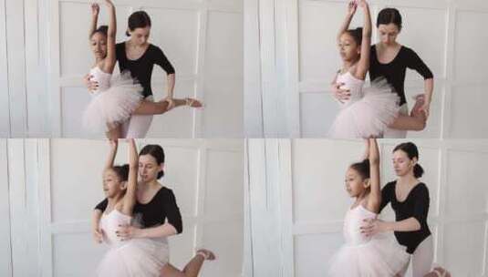 教女孩芭蕾舞的女人高清在线视频素材下载