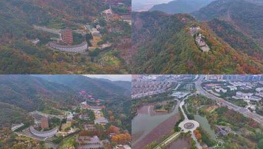 浙江绍兴会稽山大禹陵景区航拍越城区风景大高清在线视频素材下载