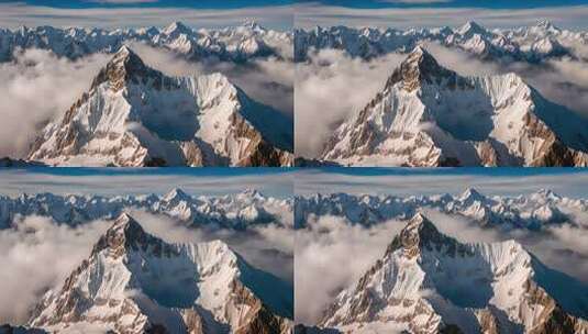 雪山云雾阳光山峰云海日出自然生态环境风景高清在线视频素材下载