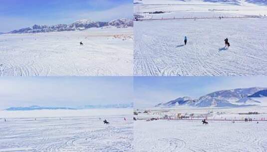 新疆旅行  雪山 赛里木湖 骑马 赛马高清在线视频素材下载