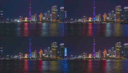 上海外滩夜景延时，东方明珠璀璨夺目高清在线视频素材下载