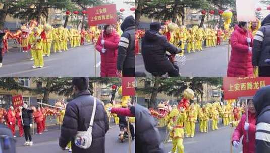 街头传统民俗表演队伍高清在线视频素材下载