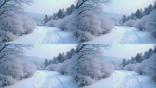 日本雪景风光4k舞台粒子活动背景高清在线视频素材下载