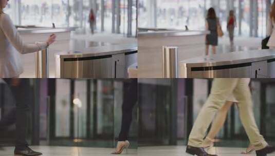 商务女性下班通过闸机画面高清在线视频素材下载
