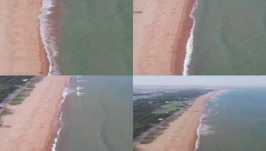 竖版航拍大海海浪沙滩山东日照万平口风景区高清在线视频素材下载