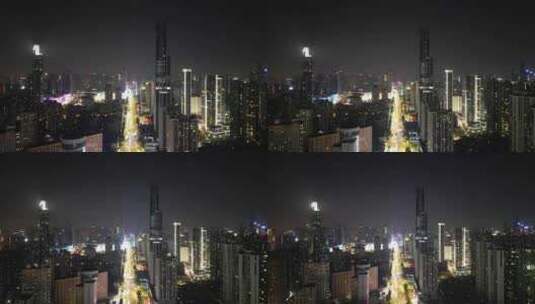 湖北武汉夜景武汉江汉路夜景航拍高清在线视频素材下载