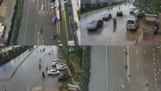 雨后积水的城市道路高清在线视频素材下载