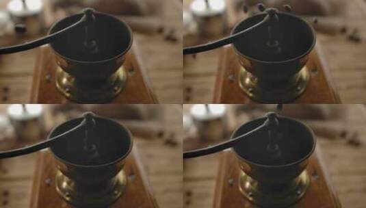 咖啡豆倒入咖啡研磨机高清在线视频素材下载