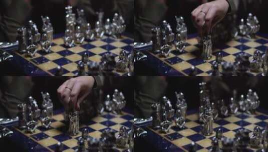 男人在玩象棋游戏高清在线视频素材下载