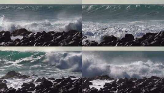 蓝色波浪拍打海岸高清在线视频素材下载
