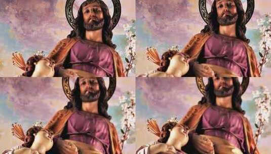 圣约瑟夫雕像高清在线视频素材下载