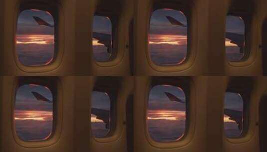 机窗外的夕阳景色高清在线视频素材下载