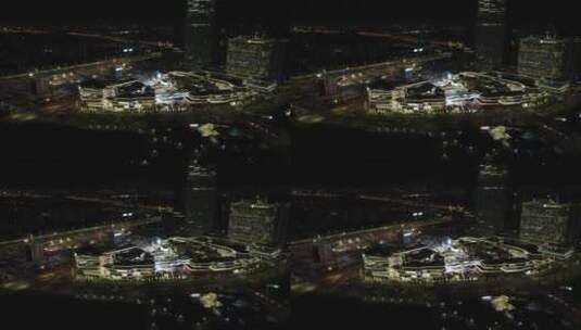 上海前滩CBD夜景航拍高清在线视频素材下载