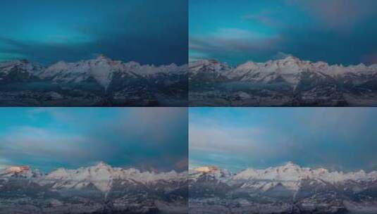 雪山日照金山梅里雪山延时高清在线视频素材下载