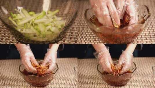 【镜头合集】腌制水疙瘩咸菜丝自制榨菜高清在线视频素材下载