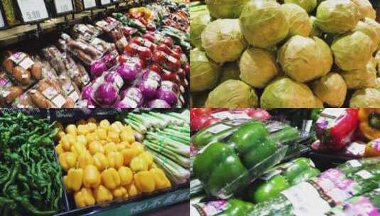 进口高级超市商场水果新鲜蔬菜选购货架购买高清在线视频素材下载