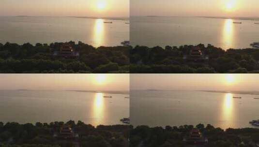 湖面夕阳落日，日落倒影高清在线视频素材下载