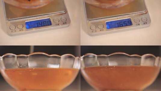 【镜头合集】一碗油脂并用厨房秤称重量高清在线视频素材下载
