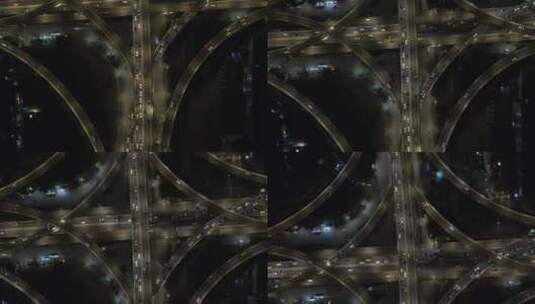 南京双桥门立交夜景交通航拍高清在线视频素材下载