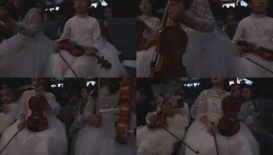 少年儿童拉小提琴音乐会高清在线视频素材下载