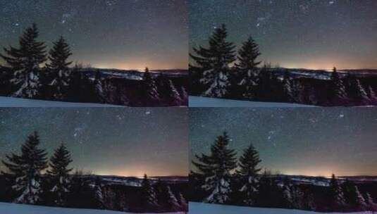 冬天森林里的星夜高清在线视频素材下载