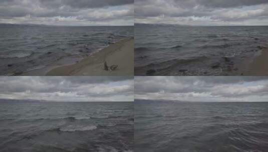 俄罗斯西伯利亚贝加尔湖浪花云朵高清在线视频素材下载