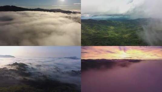 航拍云海山川森林雾气高清在线视频素材下载