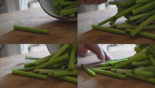 健康蔬菜蒜苗蒜薹高清在线视频素材下载