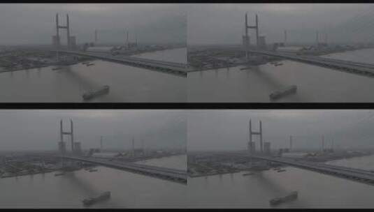 闵浦大桥航拍15（4K/50fps/灰档/降噪）高清在线视频素材下载