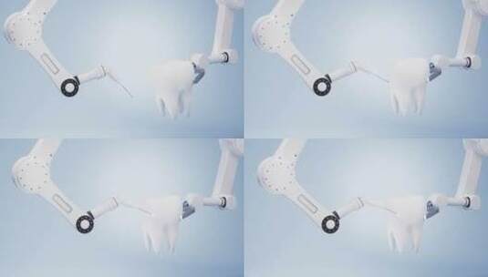 机械臂与牙齿健康概念3D渲染高清在线视频素材下载