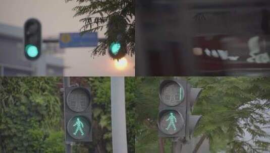 广州天河各种红绿灯公交车大合集高清在线视频素材下载