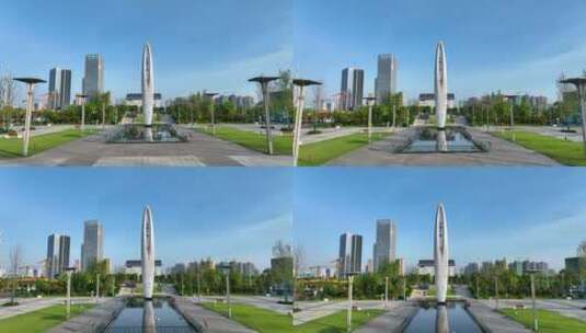 4K航拍长沙马栏山中国V谷雕塑高清在线视频素材下载