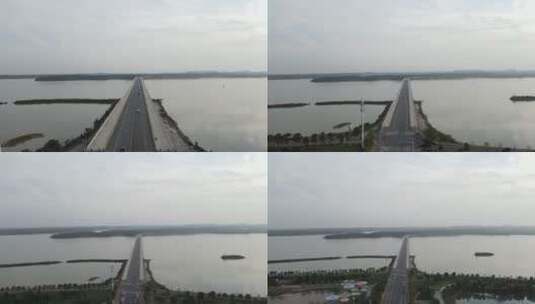 九江 共青城 航拍 城市风光 大桥高清在线视频素材下载