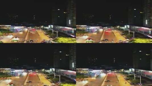 航拍湖北襄阳夜景交通竖屏高清在线视频素材下载