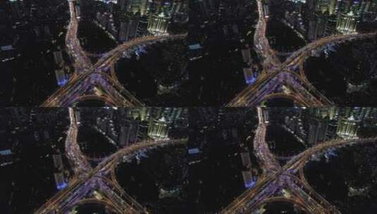 上海南北高架路与延安路高架路立交桥高清在线视频素材下载
