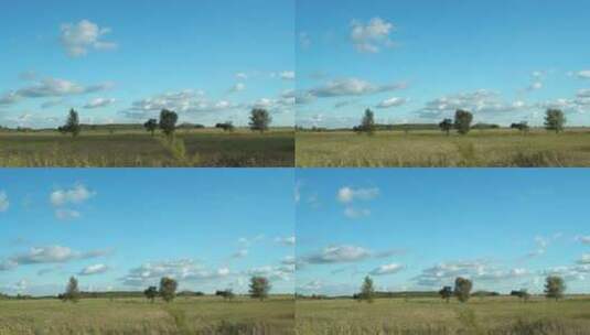 唯美蓝天白云绿草地唯美自然风光延时长镜头高清在线视频素材下载
