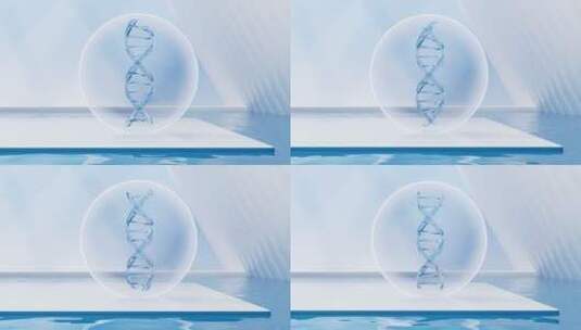 水面上的DNA结构生物科技概念动画高清在线视频素材下载