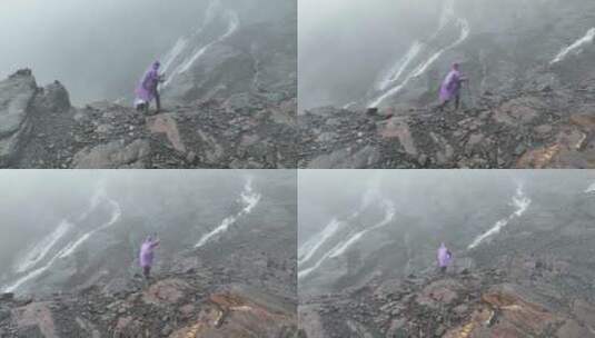 雨崩冰湖瀑布高清在线视频素材下载