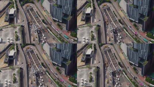 城市道路车流航拍香港九龙红磡隧道高清在线视频素材下载