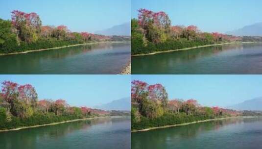 红色攀枝花绿色怒江水高清在线视频素材下载