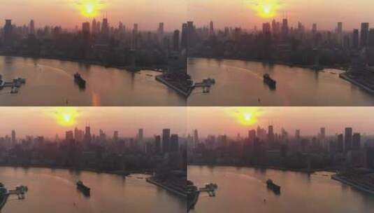上海都市江边日落高清在线视频素材下载