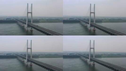 湖北荆州长江公铁大桥高清在线视频素材下载